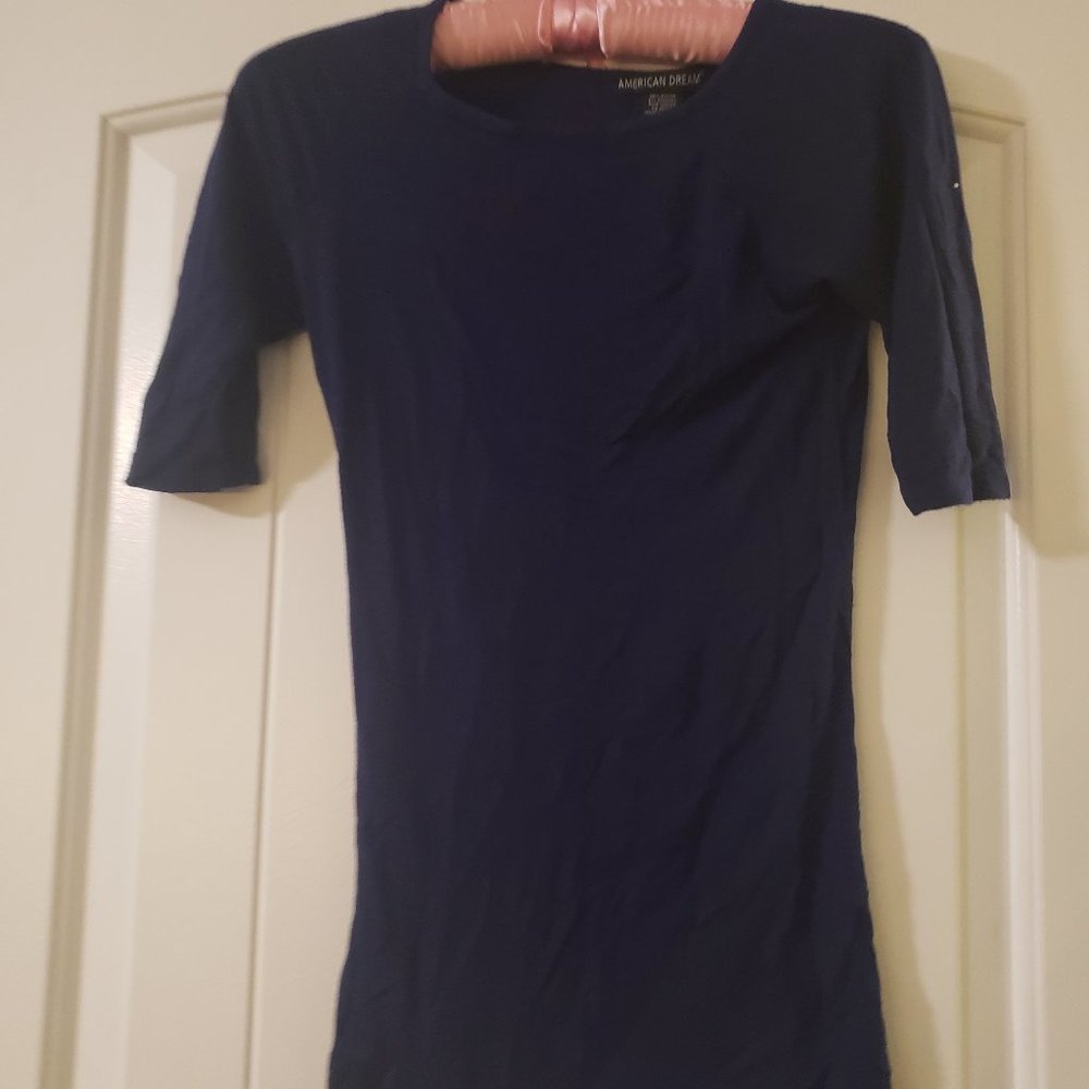 Navy American Dream Boatneck XS 3/4 Sleeve Tee
